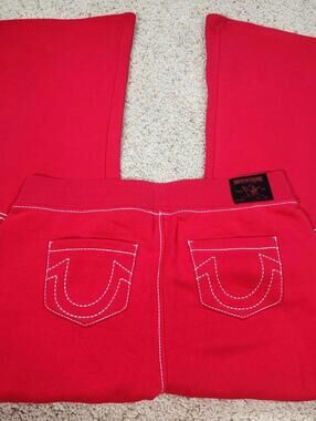NEW True Religion Pull-On Flare Jeans Red Anniversary XL